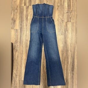 Alice + Olivia Strapless Denim Jumpsuit Wide-Leg - 27